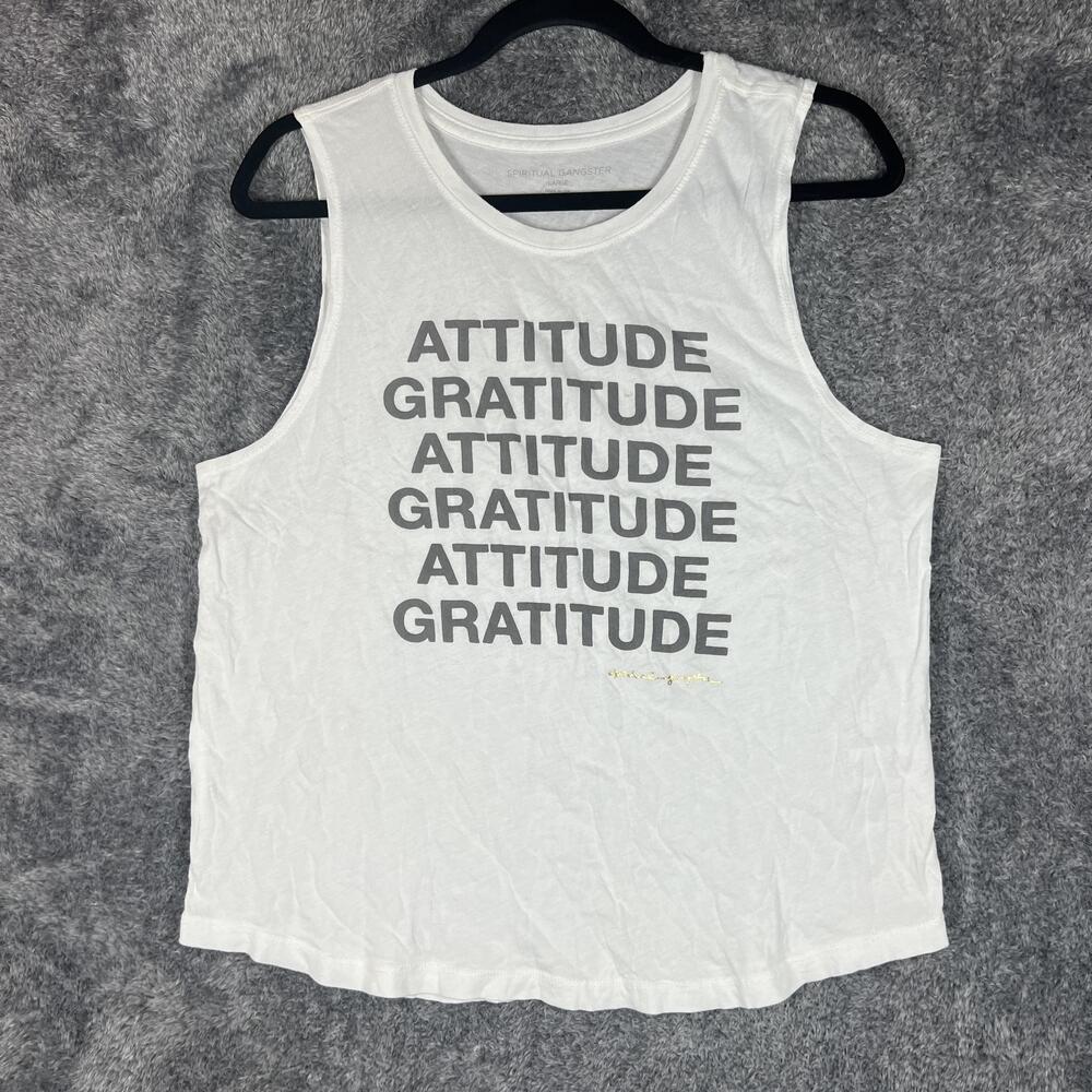 Spiritual Gangster Tank Womens L White Basic Crew Neck Modal Cotton USA